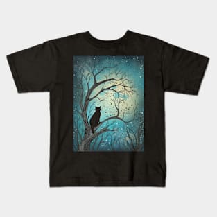 Black Cat Full Moon Magic Kids T-Shirt